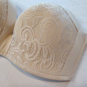 Tan Lace Strapless Pushup Bra  40DD